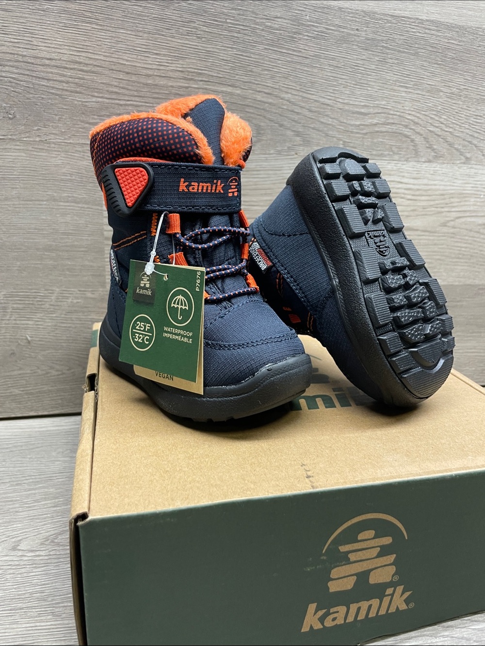 Kamik Kids Navy and Orange Insulated Waterproof Boots #248